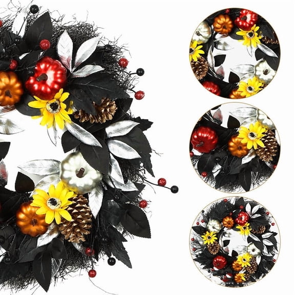 Realistic Spider Web Halloween Artificial Wreath, Spooky Simulated Decorative Hanging Garland, Festive Ornament for Front Door, Wall, Porch, Halloween Party and House Scene Decoration, Multicolor