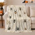 thumbnail image 1 of Realistic Spiders with Dried Leaves and Botanical Stems, Natural Curiosity Spider Style for Nature Lovers, Cozy Flannel Blanket for Reading Nook and Bedroom, Halloween Gift, Home Decor, 1 of 9