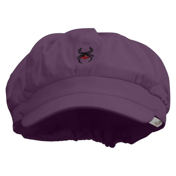 Realistic Spiders Embroidered Cotton Elastic Big Size Newsboy Cap - Purple XL-2XL
