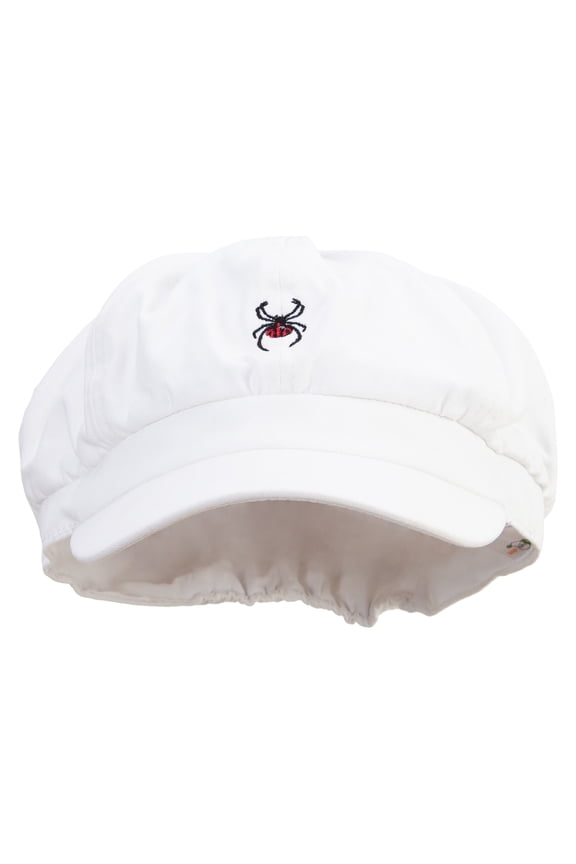 Realistic Spiders Embroidered Cotton Elastic Big Size Newsboy Cap - White 2XL-3XL