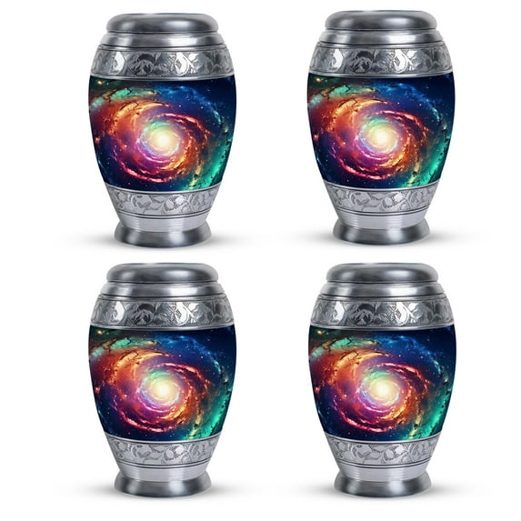 Realistic Spiral Galaxy Cosmic Curtains Over Mountain Pass Ceramic Cremation Urns - Ashes Urn - Peaceful Meadows Urn - Serene Landscape Design For Human Ashes - Natural Memorial (3inch,4pcs)