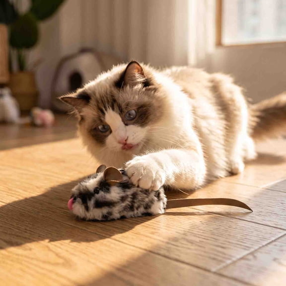 Realistic Squeaky Automatic Cat Toy Stuffed Mouse, Fuzzy Interactive Cat Laser Soft Play Independent, Catnip Toys For Cats Boredom Solo Fun Exercise