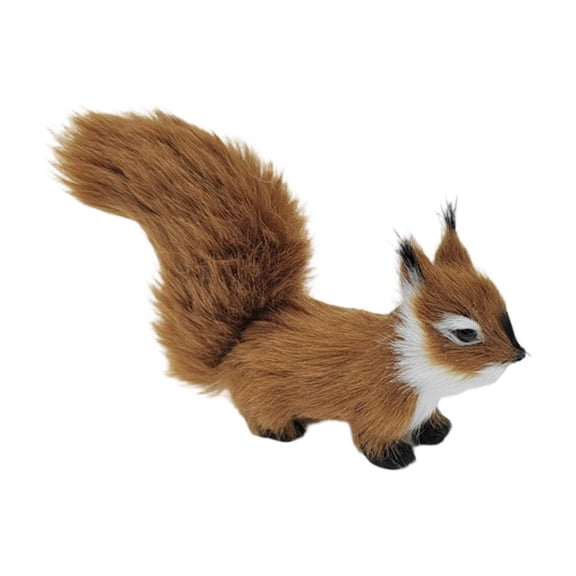 Realistic Squirrel Plush Toy Figurine 10cm – Lifelike Fluffy Tail Miniature Animal Ornament, Cute Soft Nature Lover Gift, Desktop Shelf Car Decoration (1pcs)