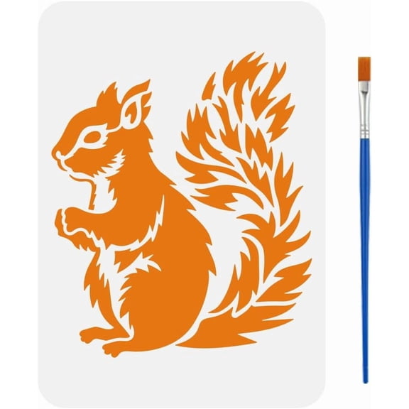 Realistic Squirrel Stencil with Brush 8.3x11.7inch Squirrel Pattern Template Animal Squirrel Stencil Animal Theme Template Realistic Style Stencil for DIY Making