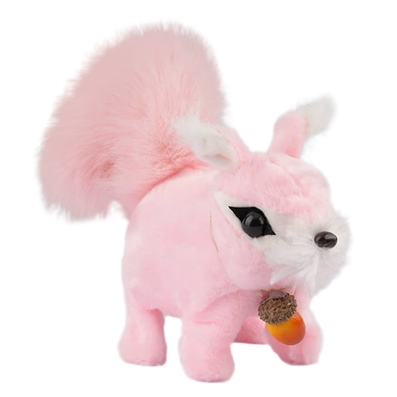 Realistic Squirrel Stuffed Animal,Lifelike Squirrel Model Plush Toy,Unique Plush Gift Collection for Birthday,Valentine's Day Gift,7.8 Inches(Pink)