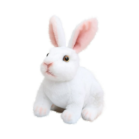 Realistic Standing Ear Rabbit Plush, 16 Inch Tall Sitting and 8 Inch Crouching Animal Figurine, Lifelike Woodland Decor for Home and Office