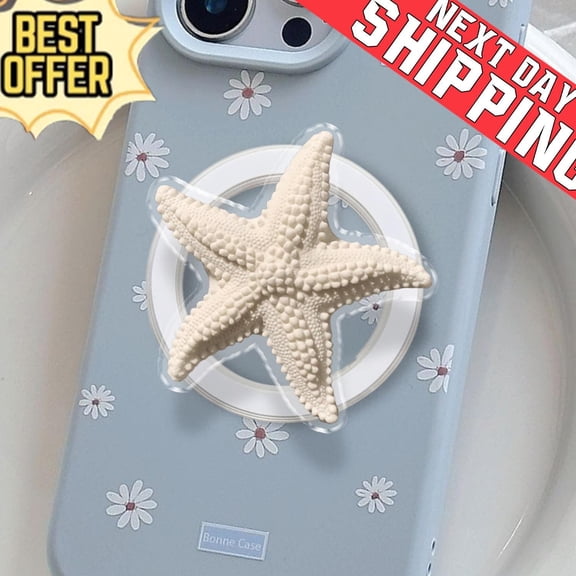 Realistic Starfish Phone Grip, 2D Flat Coastal Stand, Summer Beach Accessory
