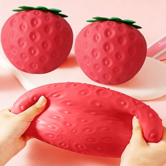 Realistic Strawberry Shape Squeeze Ball, Giant Jumbo Slow Rising Stress Relief Ball, Soft Tactile Fidget Gadget for Daily Pressure Relief and Mood Calming