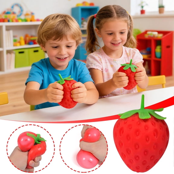 Realistic Strawberry Squeeze Toy,3D Printed Detailed Design with Slow-Rising Soft Texture,Calming Sensory Fidget for Focus and Relaxation,Cute Fruit-Shaped Stress Relief Ball