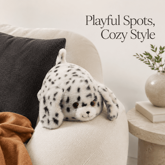 Realistic Stuffed Animal Plush Toy with White Black Spots, Soft Sleep Aid Comfort Companion for Anxiety Relief, Cuddly Friend for Bed, Couch