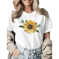 thumbnail image 1 of Realistic Sunflower With Greenery Graphic Tees Womans T-shirt Black/White S-5XL Shirts Floral Nature Tops, 1 of 4