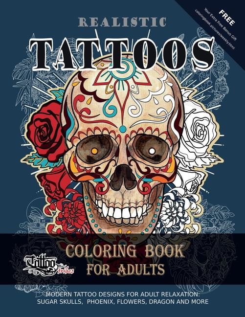 Realistic Tattoos Coloring Book for Adults, (Paperback) - Walmart.com