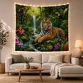 thumbnail image 1 of Realistic Tiger on Mossy Rocks in Jungle Waterfall, Serene Digital Art for Wildlife Lovers, Nature Wall Decor Housewarming Gift, Tapestry Wall Hanging for Bedroom and Living Room, 1 of 6