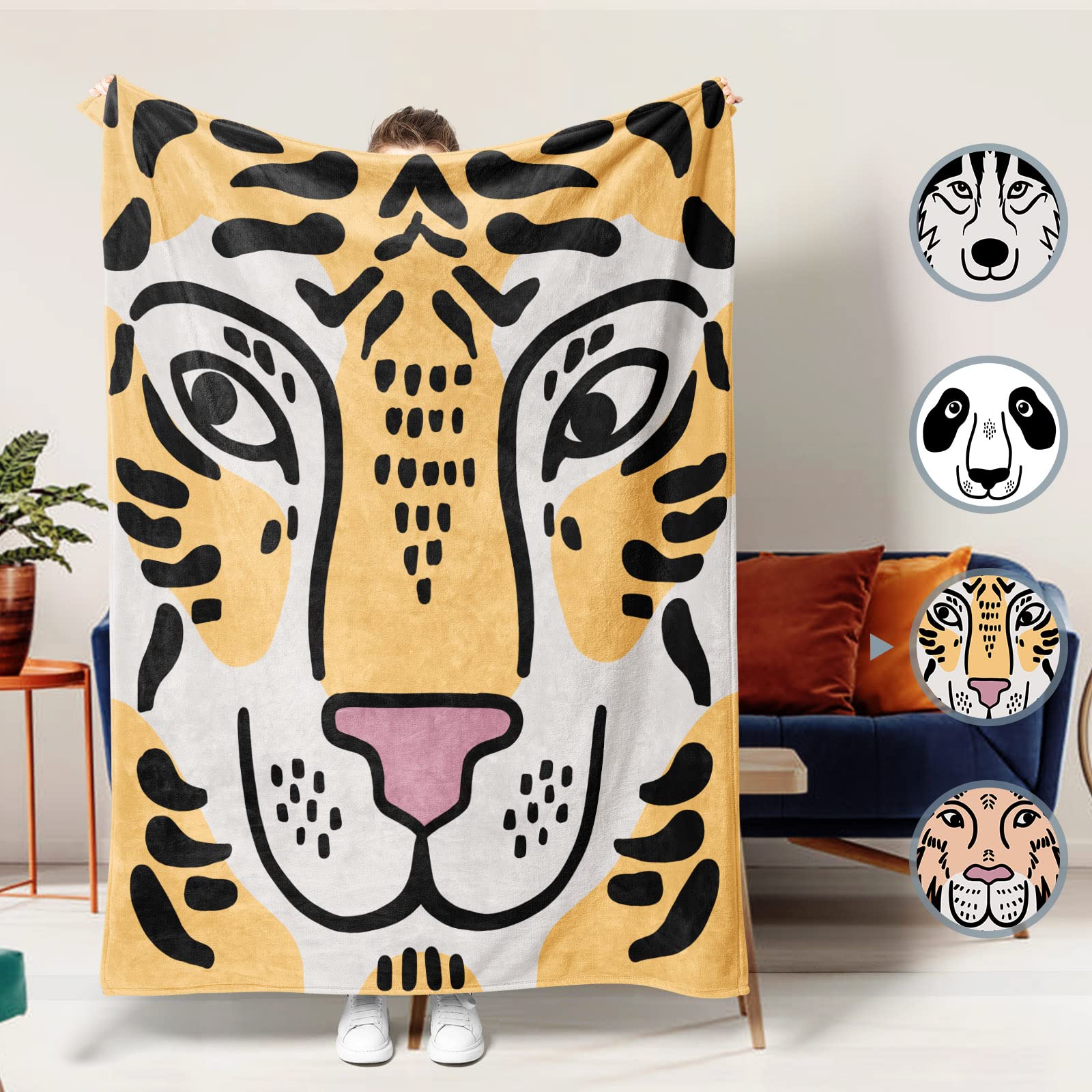 Realistic Tiger Skin Blankets Flannel Textile Decor Skin Animal