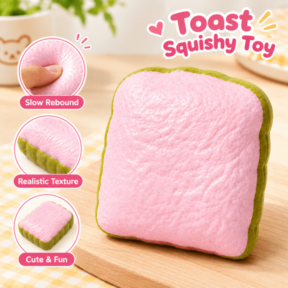 Realistic Toast Bread Squishy Toy, Slow Rising Matcha Green Crust Squeeze Toy, Food Sensory Stress Relief Novelty Desk Toy for Kids & Adults