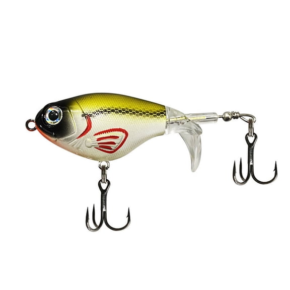 Realistic Topwater Bass Lure with Propeller Tail Fishing Bait with Sharp Treble Hooks for Predatory Fish Saltwater Trout Inshore Pond Freshwater River