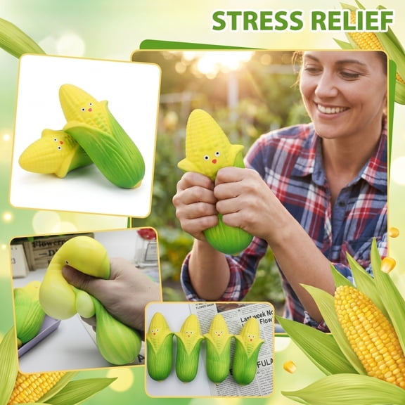 Realistic Vegetable Corn Squishy, TPR Stretchable Squeezable Sensory Fidget, Slow Rising Anxiety Relief Stress Relief Accessories, Prank Gag Gifts for Adults & Teens.