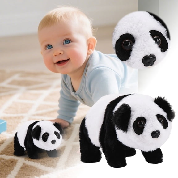 Realistic Walking Panda with Will Stuffed Animal Interactive Cuddly Companion for Indoor Play and, 3.57.13.9 inch, White