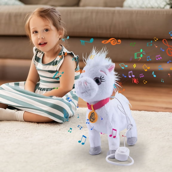 Realistic Walking Robotic Pony Toy Interactive Mechanical Horse with Sound and Movement Cute Miniature Pony Doll for Kids Children's Gift Pet Simulation Toy