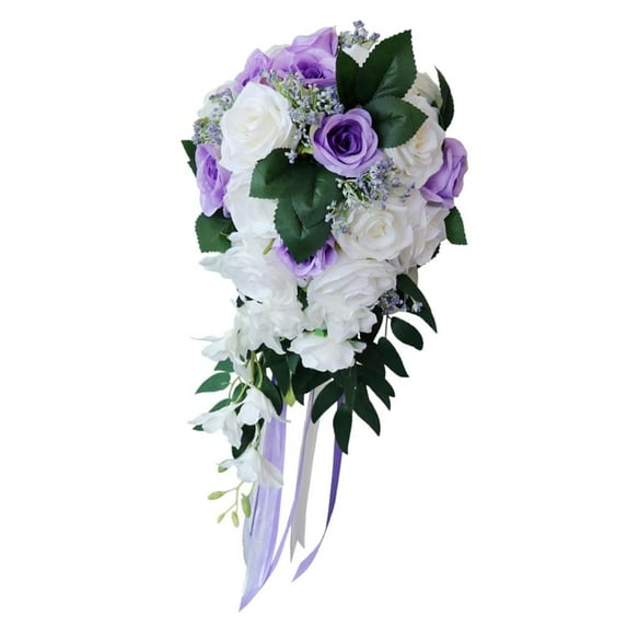 Realistic Wedding Bride Bouquet Hand-Tied flower decor Party Supply - andandand andandand