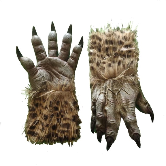 Realistic Werewolf Claws Gloves Props,Halloween Monster Cosplay Props,Furry Faux Fur Wolf Claw Glove for Halloween Party Carnival,Horror Hairy Werewolf Claw Gloves