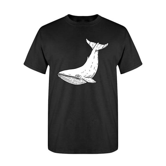 Realistic Whale Sketch T-Shirt Men -Image by Shutterstock, Male XX-Large