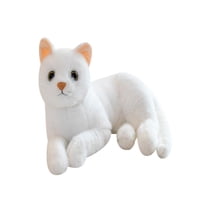 Realistic White Cat Stuffed Animal - 12 Inches Lifelike Cat Plush Toy, Cute Realistic Kitty Doll, Soft Cuddly Kitten Stuffed Animal for Kidsâ Birthday Gifts & Home Decor,White