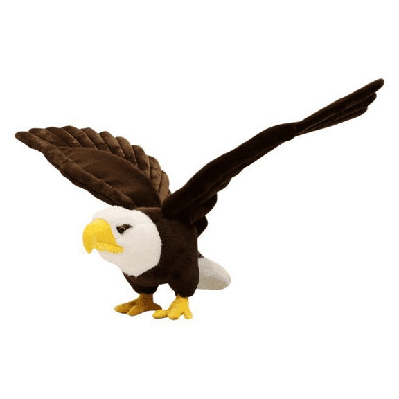 Realistic White-Headed Bald Eagle Plush Toy, Lifelike Stuffed Animal Bird Decor, Soft Simulation Eagle with Spread Wings, Patriotic American Symbol Gift for Home Office Adults Kids