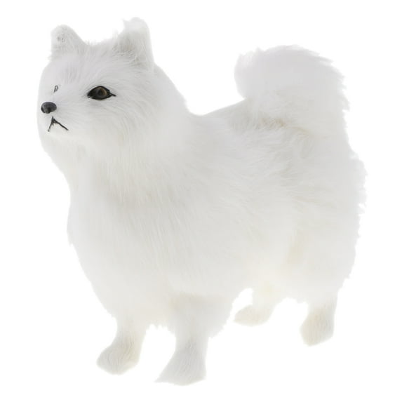 Realistic White Standing Dog Animal Model Figures Photography Prop Home
