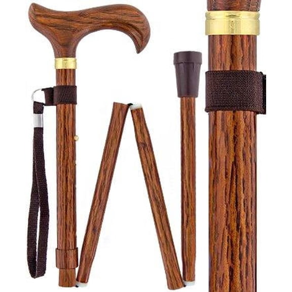 Royal RC Canes Bold Realistic Wood Folding Walking Cane  Adjustable Derby Cane with Lightweight Aluminum Shaft & HD Patterns  Real Wood Look Handle  Comfortable & Travel-Friendly Design