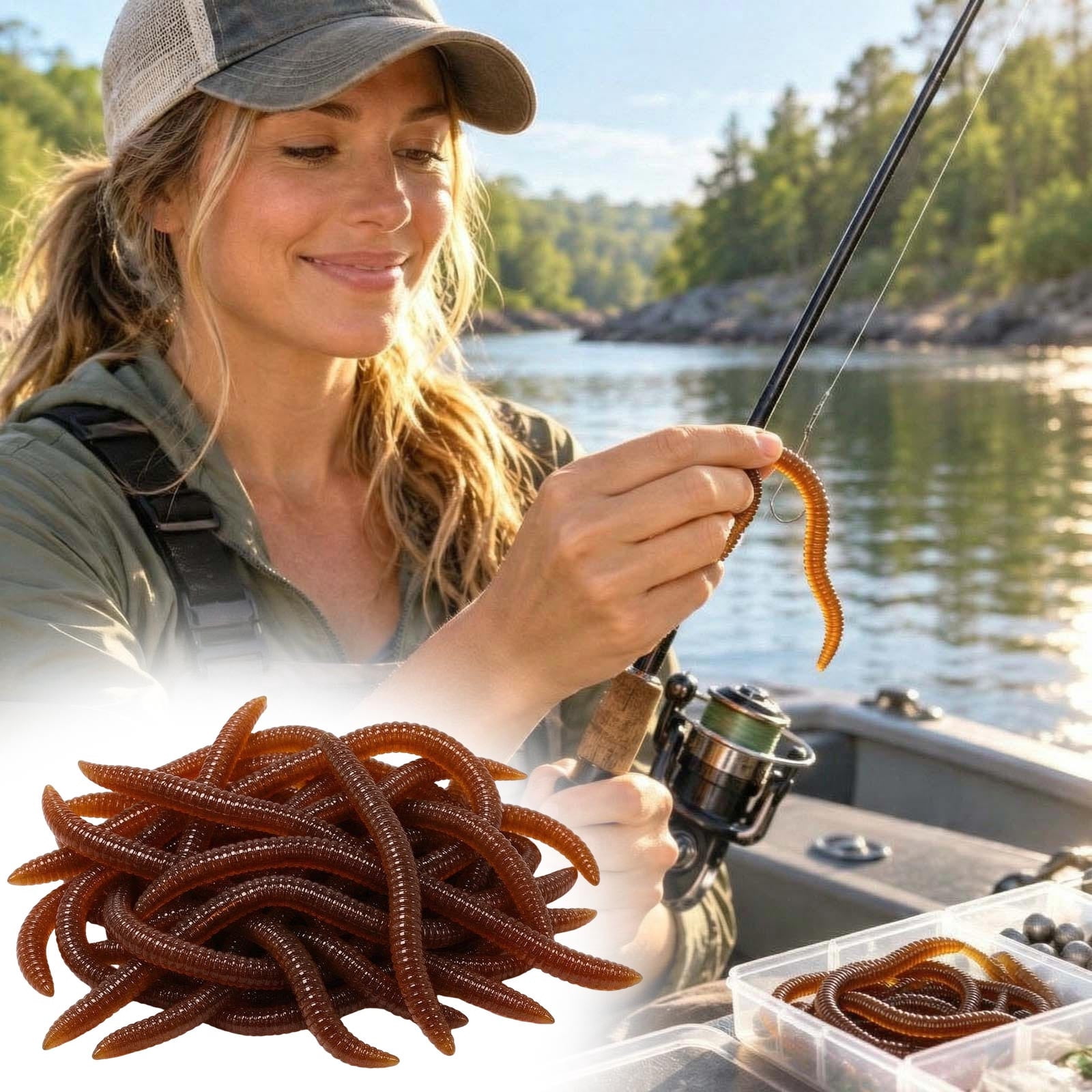 Realistic Worm Fishing Bait Soft Body Scented Silicone Lures Slow ...
