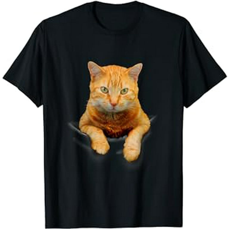 Cat coming out of pocket shirt sale