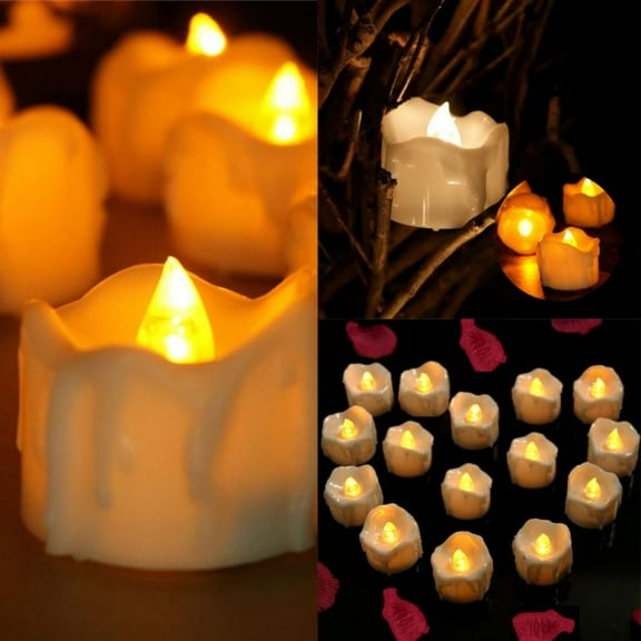 Realistic and Bright Flickering Bulb Battery Operated Flameless LED Tea Light for Seasonal and Festival Celebration, Pack of 12, Electric Fake Candle