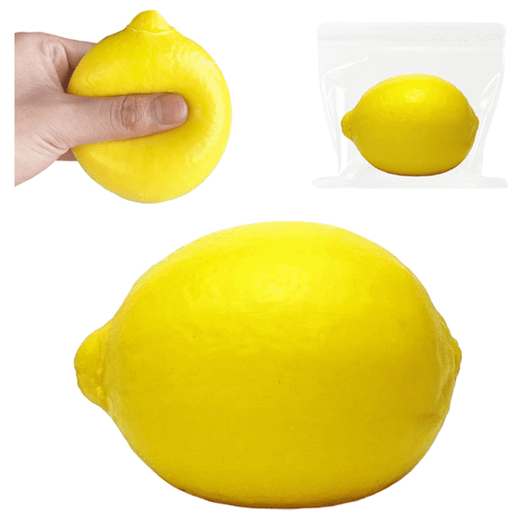 Realistic lemon slow rebound squishy squeeze fidget toy, soft sensory decompression accessory releasing anxiety, portable stress relief squeeze gadget for relaxation and emotional adjustment