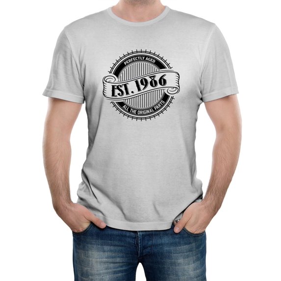 Reality Glitch EST 1986 T-Shirt – Vintage Birthday Celebration Tee for Men