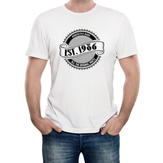 Reality Glitch EST 1986 T-Shirt – Vintage Birthday Celebration Tee for Men