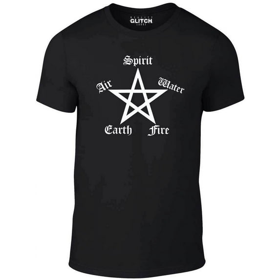 Reality Glitch Elements Pentagram T-Shirt – Symbolic Occult & Elemental Design Tee for Men