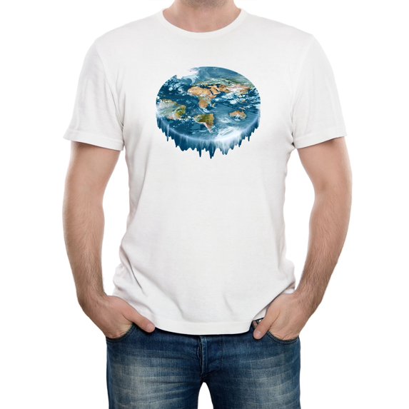 Reality Glitch Flat Earth Waterfall T-Shirt – Funny Flat Earth Theory Tee for Men