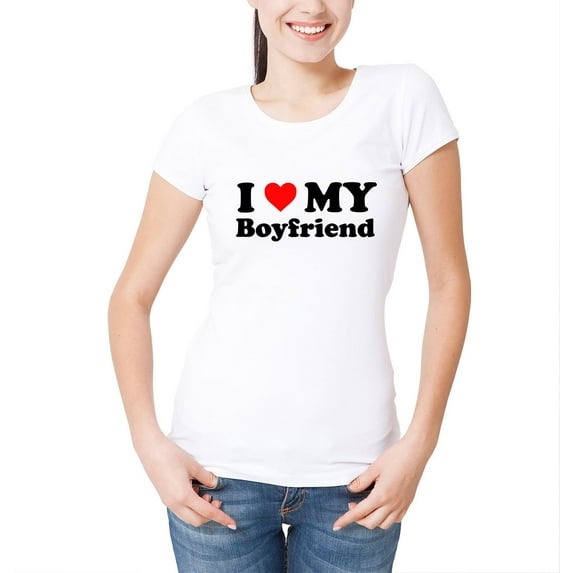 Reality Glitch I Love My Boyfriend Womens T-Shirt Funny Dating Grahpic Tee