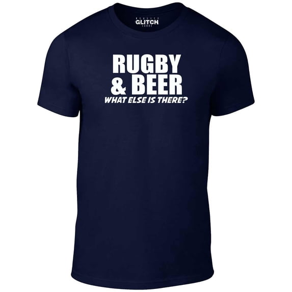 Reality Glitch Men's Rugby & Beer T-Shirt Funny Drinking Graphic Tee