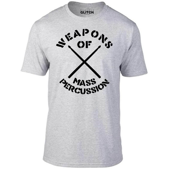 Reality Glitch Men's Weapons of Mass Percussion T-Shirt Drummer Musical Concert Graphic Tee