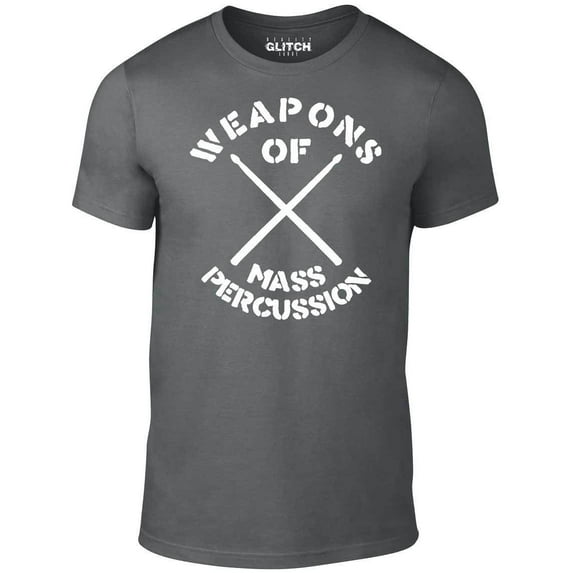 Reality Glitch Men's Weapons of Mass Percussion T-Shirt Drummer Musical Concert Graphic Tee