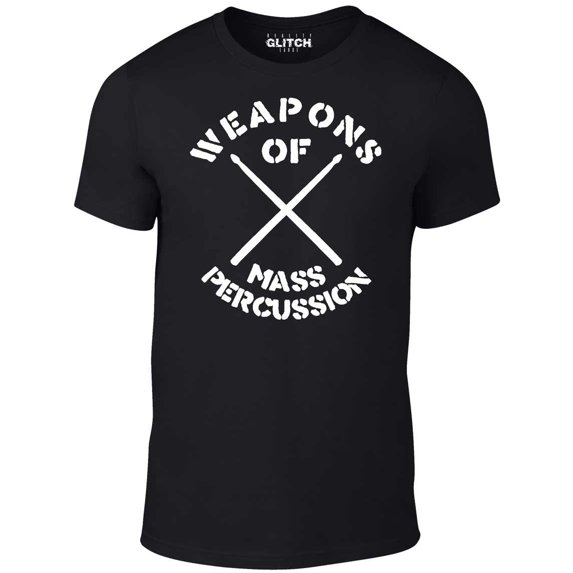 Reality Glitch Men's Weapons of Mass Percussion T-Shirt Drummer Musical Concert Graphic Tee