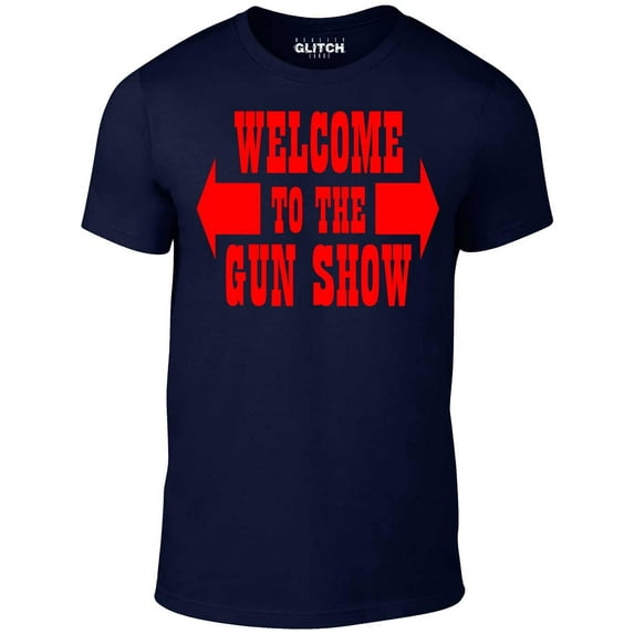 Reality Glitch Men's Welcome to The Gun Show Graphic T-Shirt | Funny Gym Humor Tee