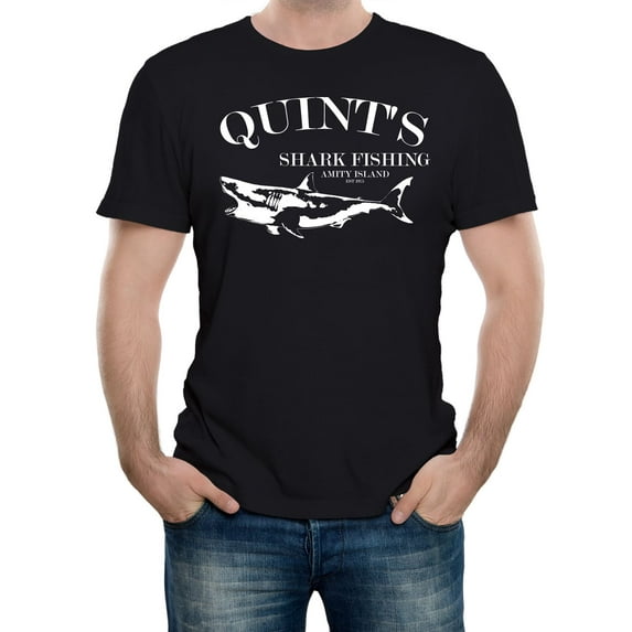 Reality Glitch Quints Shark Fishing Mens T-Shirt Movie Inspired Graphic Tee