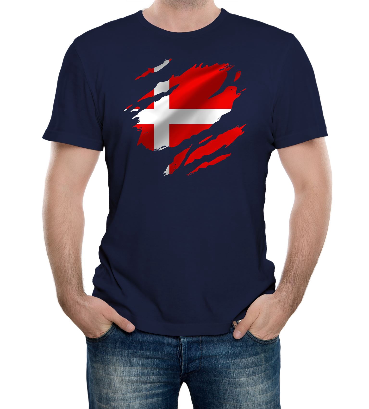 T-shirt Patriotique Danemark - Drapeau Danois - Homme - Coton - Neuf Avec étiquettes