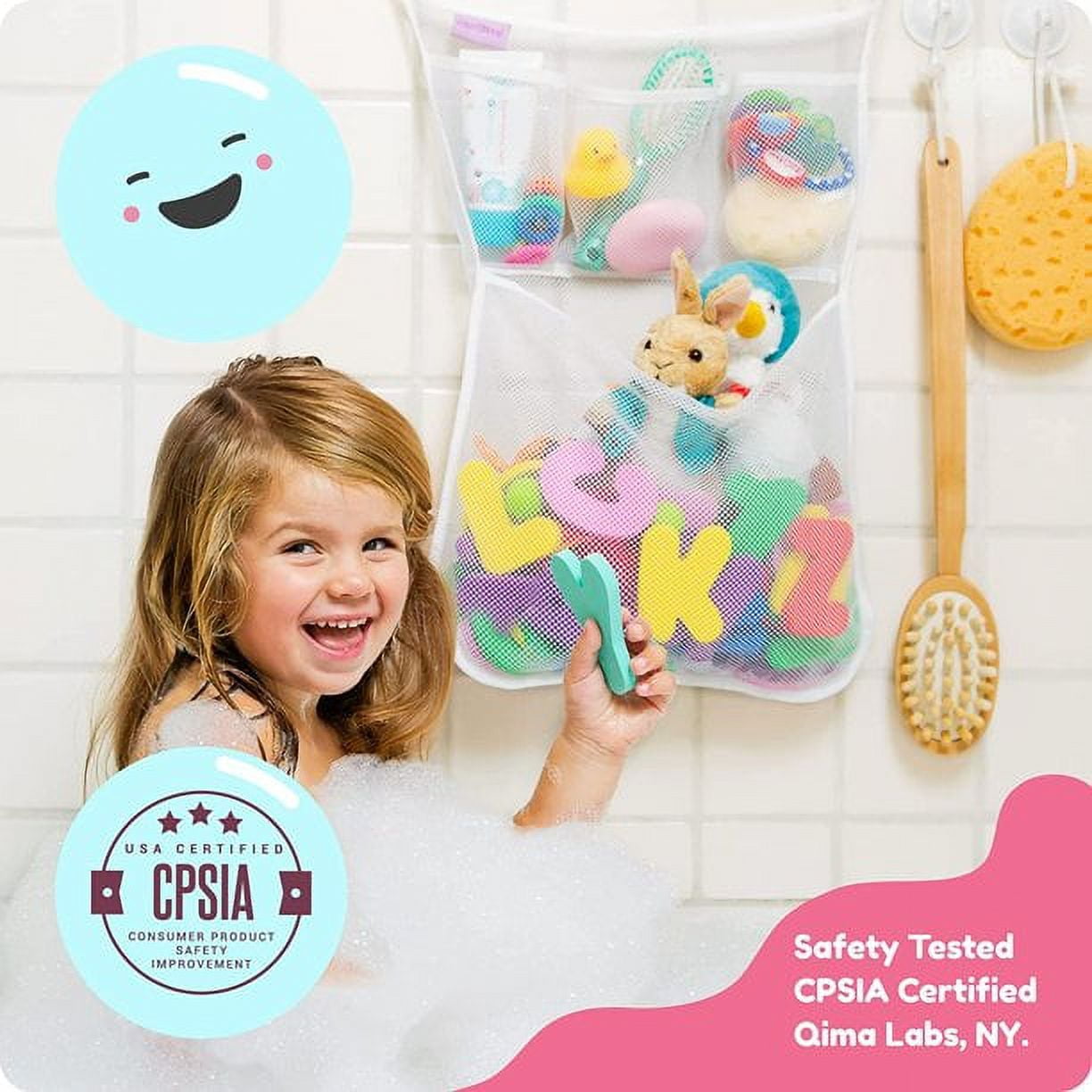 Really Big Bath Toy Storage for Baby Bath Toys, Hanging baby bath toy