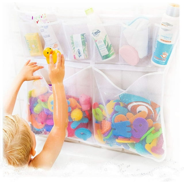 Really Big Bath Toy Storage for Baby Bath Toys, Hanging baby bath toy holder with Suction