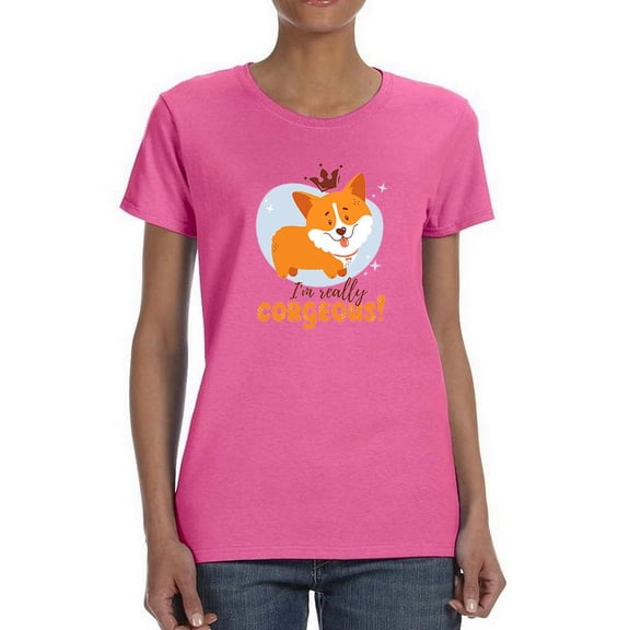 Really Corgeous Welsh Corgi Blue T-Shirt Women -Image by Shutterstock, Female Large