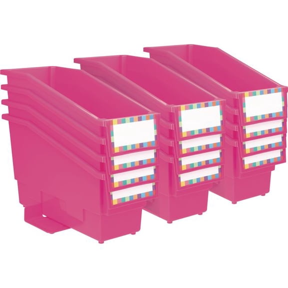 Really Good Stuff Durable Book And Binder Holder With Stabilizer Wing and Label Holder - 12 Pack